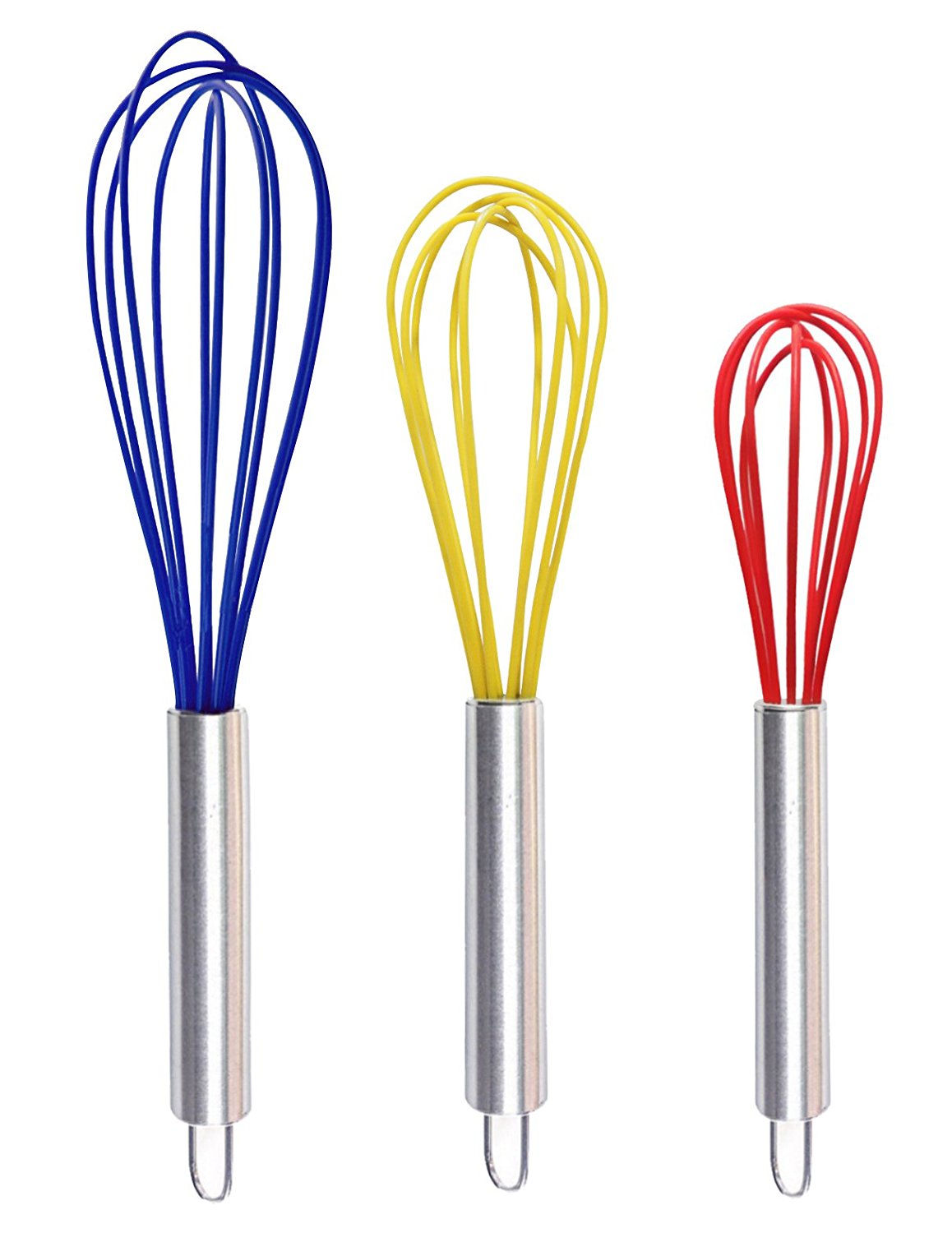 Ouddy Silicone Whisk, Balloon Whisk Set, Wire Whisk, Egg Frother - Click Image to Close