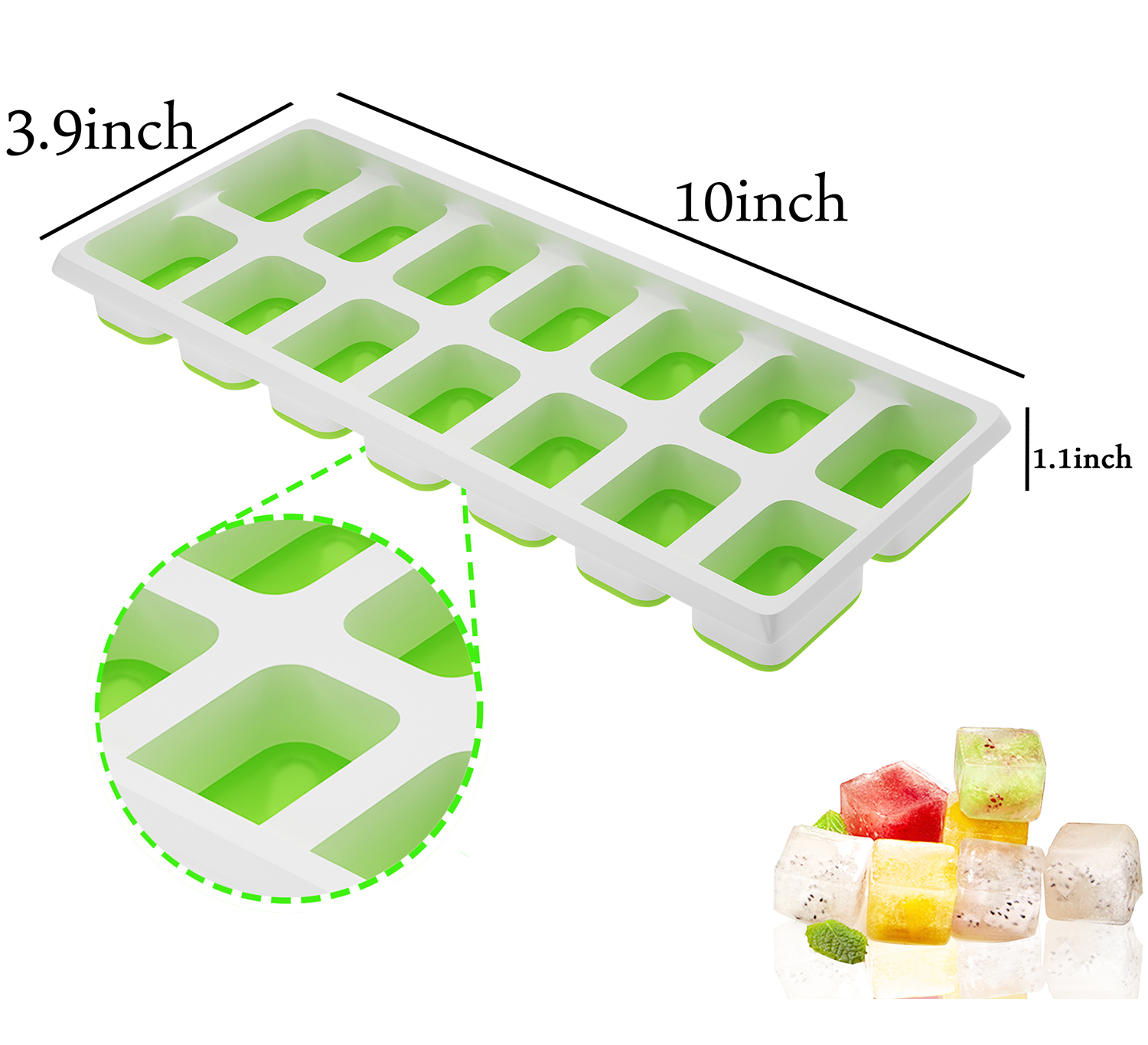 Ouddy Ice Cube Mold 2 Pack Silicone Trays