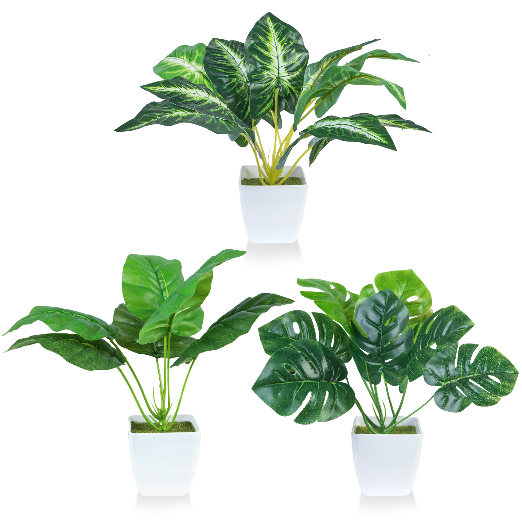 Ouddy Decor 3 Pack Small Fake Plants Artificial Mini Potted Plants