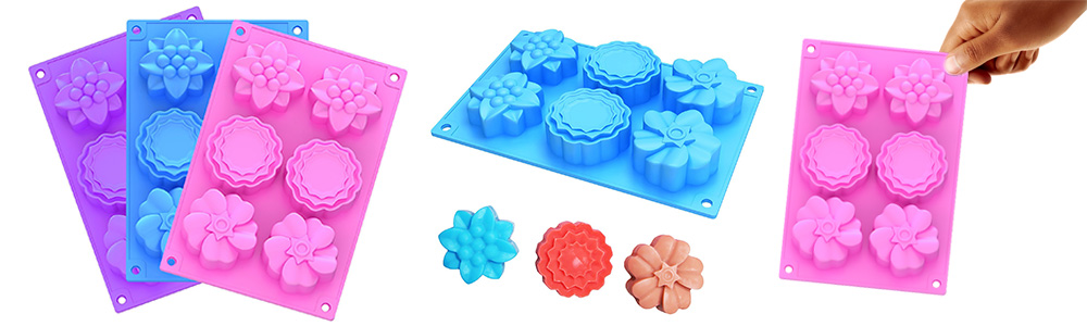  OBSGUMU 3 Pack Silicone Soap Molds, 6 Cavities Flower Making  Mold, Included Rectangle Shape Supplies, Perfect for Handmade Soaps,  Homemade Chocolate