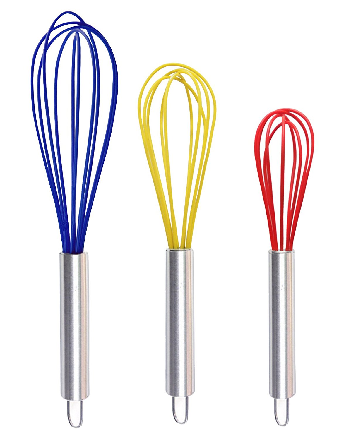 Ouddy Silicone Whisk, Balloon Whisk Set, Wire Whisk, Egg Frother
