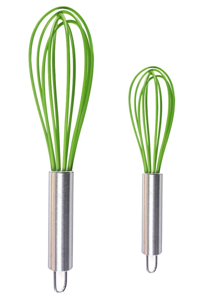 Ouddy 2 Pack Silicone Whisk, Balloon Whisk Set, Egg Frother, Mil